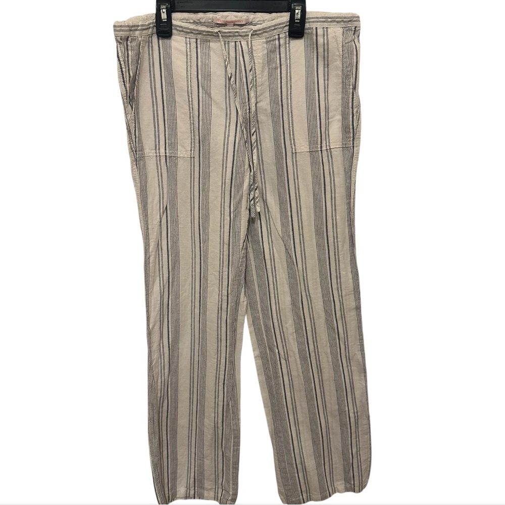 Victoria Secret preowned size 4 Striped women’s linen Pants - White and Blue